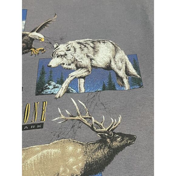Vintage 1994 Yellowstone T Shirt Unisex Mens M 40” Moose Elk Bear Wolf Eagle - Picture 10 of 16